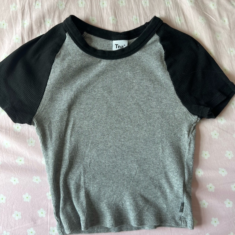 TNA Black and Gray Raglan Tee Short Sleeve
